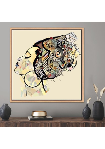 1 Parça Naturel Çerçeveli Kanvas Tablo, Afrikalı Kadın Portresi, Kadın Portait Kanvas Dekor,