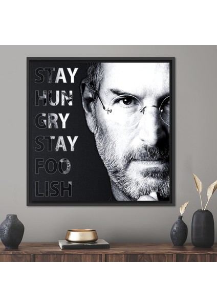 1 Parça Siyah Çerçeveli Kanvas Tablo, Steve Jobs Duvar Sanat Dekoru, Aç Kal Baskılı,