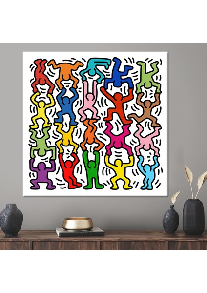 1 Parça Kanvas Tablo, Keith Haring Artwork, Keith Haring Sanat Eseri,