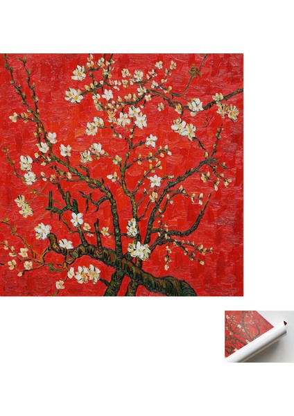 1 Parça Poster Kanvas Tablo Blossoming Badem Ağacı Baskılı Badem Çiçeği Sanat Eseri