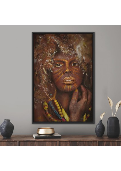 1 Parça Siyah Çerçeveli Kanvas Tablo, Afrikalı Kadın, Afrikalı Kadın Kanvas Poster,