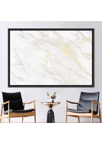 1 Parça Siyah Çerçeveli Kanvas Tablo, Beyaz Mermer Sanat Eseri, Lüks Mermer Posteri,