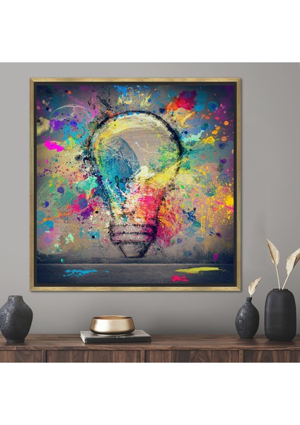 1 Parça Gold Çerçeveli Kanvas Tablo, Hafif Grafiti Baskı, Yaratıcılık Duvar Süsü,