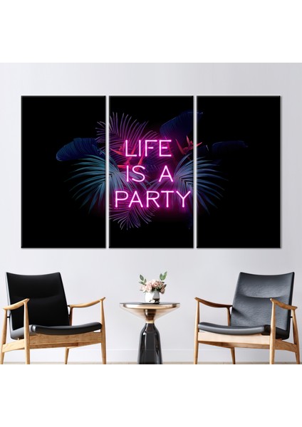 3 Parçalı Kanvas Tablo, Parti Neon Tuval Baskı, Neon 3 Boyutlu Kanvas, Modern Kanvas Dekor,