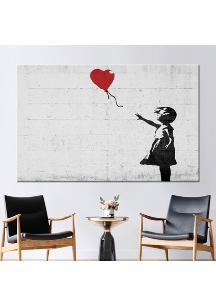 1 Parça Kanvas Tablo, Kalpli Kız 3 Boyutlu Kanvas, Banksy Kız 3 Boyutlu Kanvas,