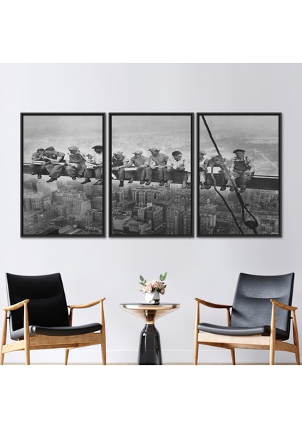 3 Parçalı Siyah Çerçeveli Kanvas Tablo, Modern Hediye Kanvas, Soyut Kanvas, Lüks Kanvas,