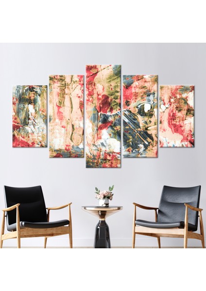 5 Parçalı Mix Kanvas Tablo, Conremporary Kanvas, Modern Renkli Sanat, Soyut Duvar Süsü,