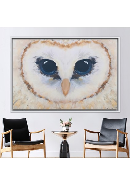 1 Parça Beyaz Çerçeveli Kanvas Tablo, Baykuş Resim, Modern Baykuş Posteri, Soyut Kanvas Poster,