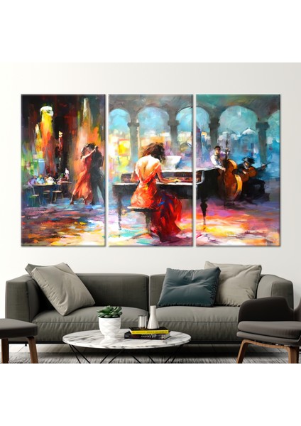 3 Parçalı Kanvas Tablo, Haenraets Willem, Piyanist Kadın Kanvas Baskı,