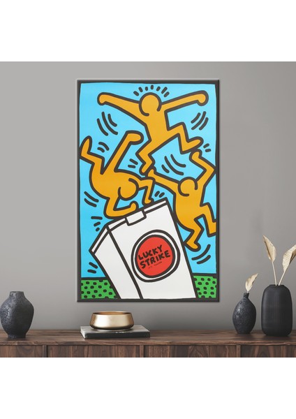 1 Parça Kanvas Tablo, Keith Haring Lucky Strike, Lucky Strike Kanvas Dekor,