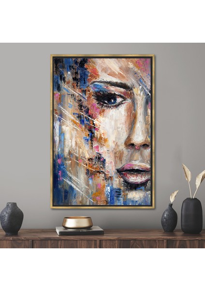1 Parça Gold Çerçeveli Kanvas Tablo, Kadın Portait Resim, Modern Kadın Baskılı,