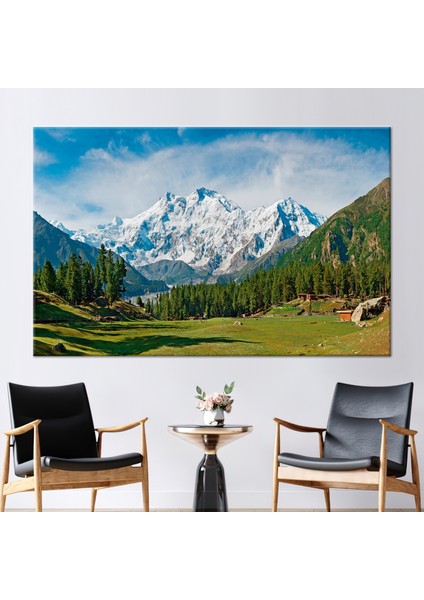 1 Parça Kanvas Tablo, Nanga Parbat ve Peri Meadows Peyzajı, Nanga Parbat Sanat Eseri,