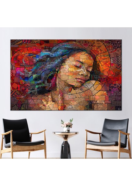 1 Parça Kanvas Tablo, Soyut Afrikalı Kadın, Renkli Sanat Eseri, Afrikalı Kadın Duvar Dekoru,
