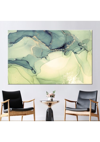 1 Parça Kanvas Tablo, Yeşil Tonlar Mermer Duvar Sanatı, Satılan Mermer Sanat Eseri,