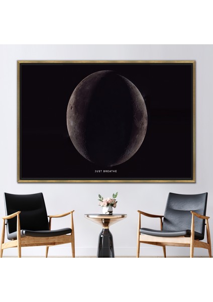 1 Parça Gold Çerçeveli Kanvas Tablo, Sadece Nefes Al, Manzara Posteri, Motivasyonel Posteri,