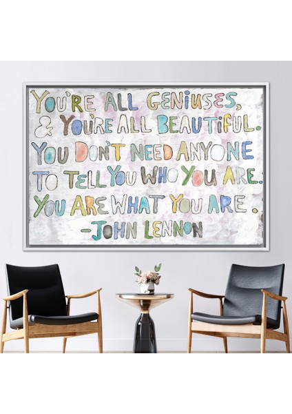 1 Parça Beyaz Çerçeveli Kanvas Tablo, John Lennon Duvar Süsü, Işyeri Kanvas, Başarı Sanat,