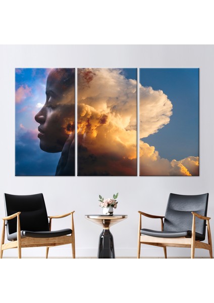 3 Parçalı Kanvas Tablo, Bulutlar Kanvas Poster, Modern Duvar Süsü, Hayallerinizi Hatırla Sanat,