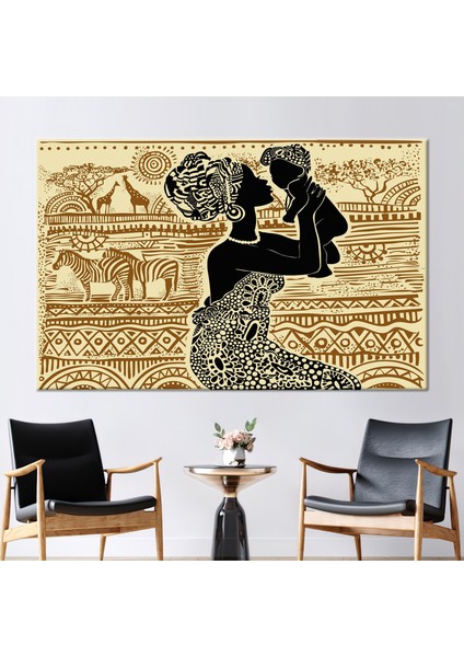 1 Parça Kanvas Tablo, Afrikalı Kadın Duvar Süsü, Etnik Desenler Baskılı, Zebra Kanvas Baskı,