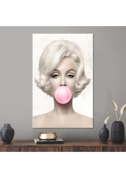 1 Parça Kanvas Tablo, Marilyn Monroe Pembe Kabarcık Sakız, Pembe Kabarcık Sakız Posteri,