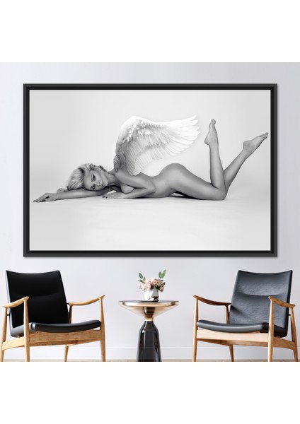 1 Parça Siyah Çerçeveli Kanvas Tablo, Şehvetli Kadın Fotoğraf Sanat Eseri, Duvar Süsü,