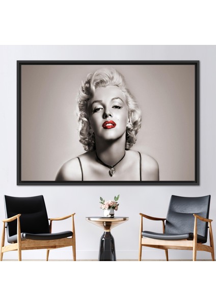 1 Parça Siyah Çerçeveli Kanvas Tablo Moda Kanvas Poster Dudak Sanat Eseri