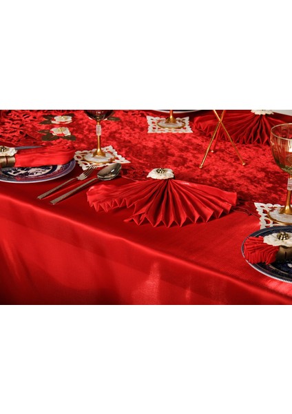 Mina Kadife Kırmızıya Bordo Sofra Tk. 8 Kşl. 160X230 cm 26 Prç. - 1234 fırsatları