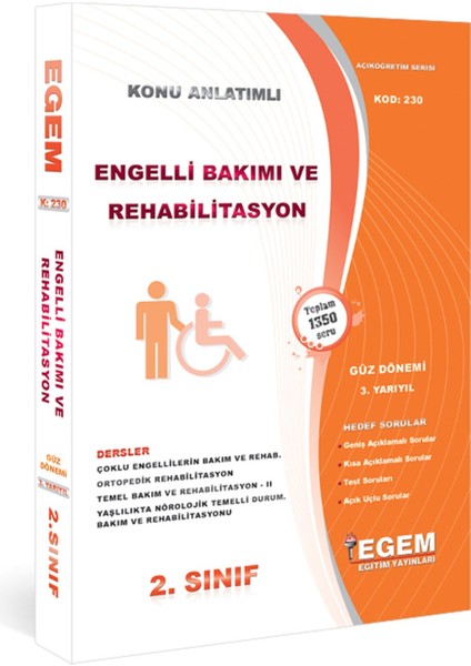 Açık Öğretim (AÖF) Engelli Bakımı ve Rehabilitasyon 1 ve 2. Sınıf 1,2,3 Dönem Konu ve Soru