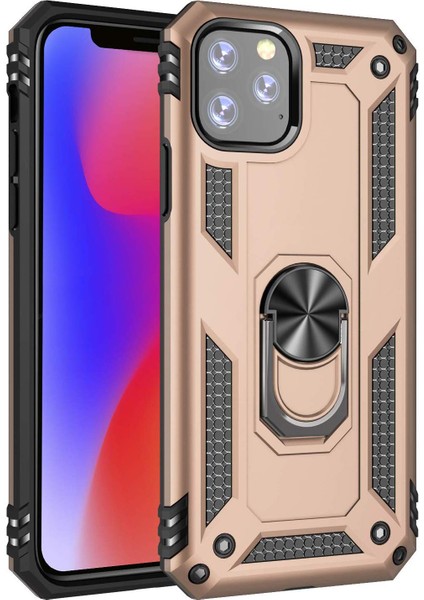 Apple iPhone 11 Pro Max Yüzüklü Tank Kılıf Gold