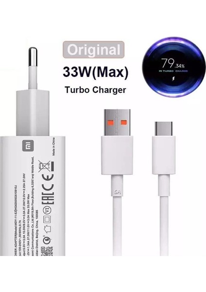 Xiaomi Şarj Aleti 33 Watt Note 8/9/10 Hızlı Şarj Aleti Başlık+Kablo Set 33 W Turbo