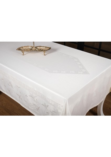 Çınar Lüx Jakar Bambu Kumaş Krem Masa Örtüsü 160X220 cm - 1240