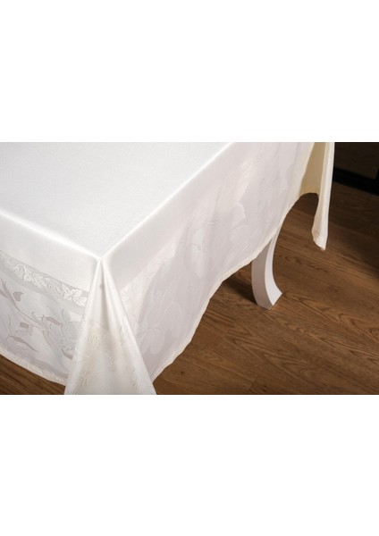 Çınar Lüx Jakar Bambu Kumaş Krem Masa Örtüsü 160X220 cm - 1240