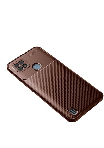 Realme C25 Kılıf Focus Karbon Silikon - Kahverengi 300099