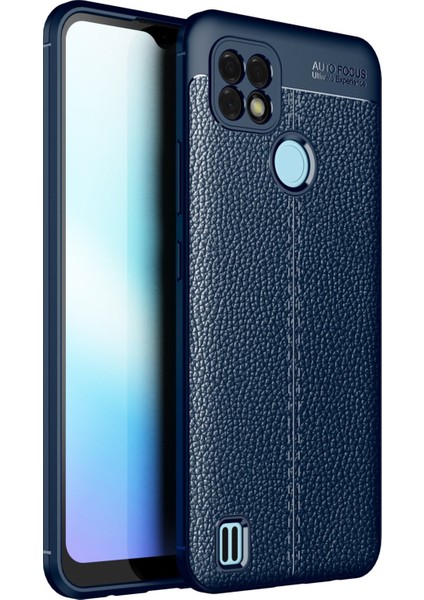 Realme C25 Kılıf Focus Derili Silikon - Lacivert 300099