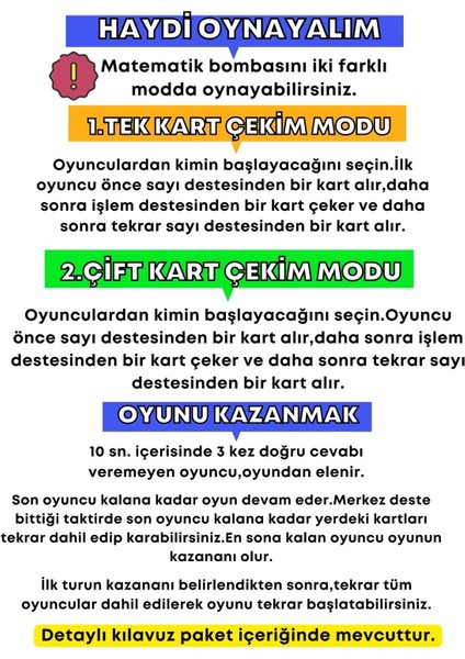 Matematik Bombası / Eğitici Matematik Oyunu / Eğitici Kutu Oyunu / Matematik