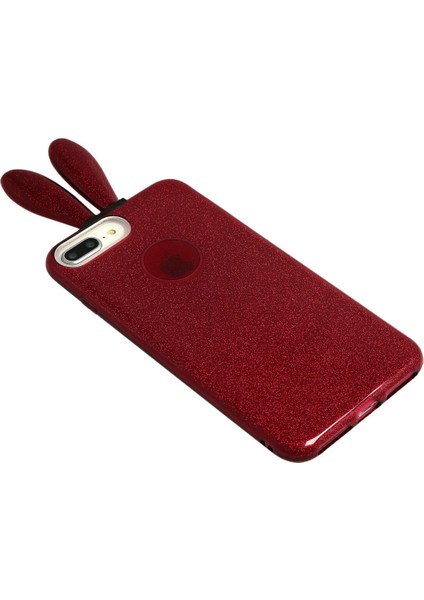 Samsung Galaxy S9 Kılıf Rabbit Simli Silikon - Bordo