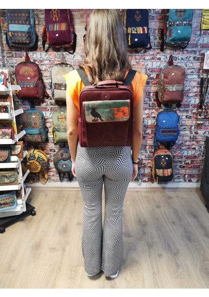 Karga Desenli Unisex Bohem Sırt Bond Postacı Çantası (Gak)