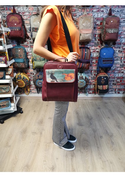 Karga Desenli Unisex Bohem Sırt Bond Postacı Çantası (Gak)