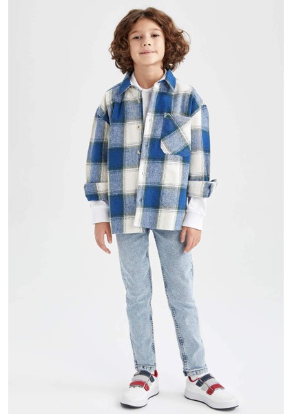 Erkek Çocuk Oversize Fit Uzun Kollu Flanel Gömlek X7573A622WN