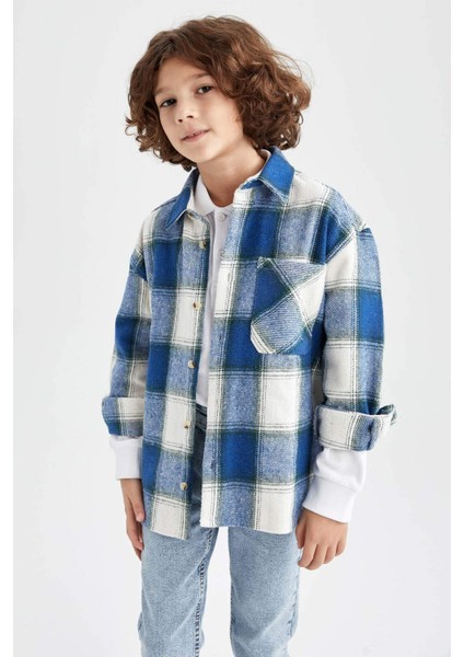 Erkek Çocuk Oversize Fit Uzun Kollu Flanel Gömlek X7573A622WN