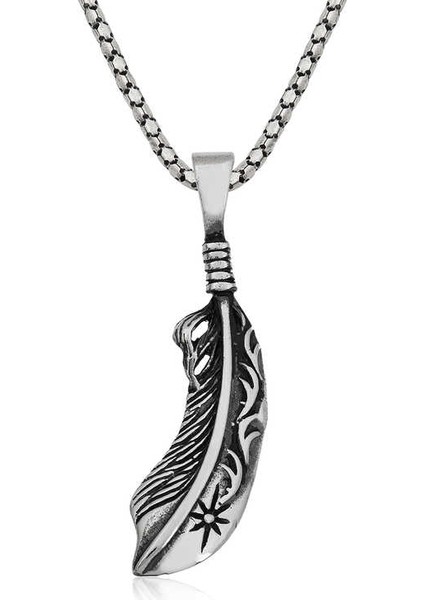 ​925 Ayar Gümüş Kuş Tüyü Kolye