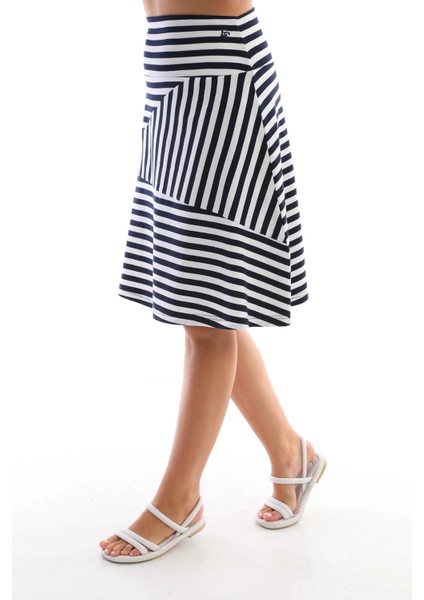 Çizgili Midi Etek Beyaz fiyatları