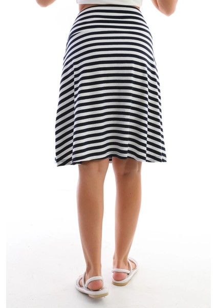 Çizgili Midi Etek Beyaz modelleri