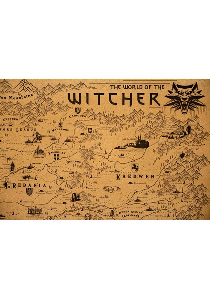 Talented Bear's Workshop The Witcher Dünya Haritası 70*100CM, Northern Kingdoms & Witcher Continent Poster