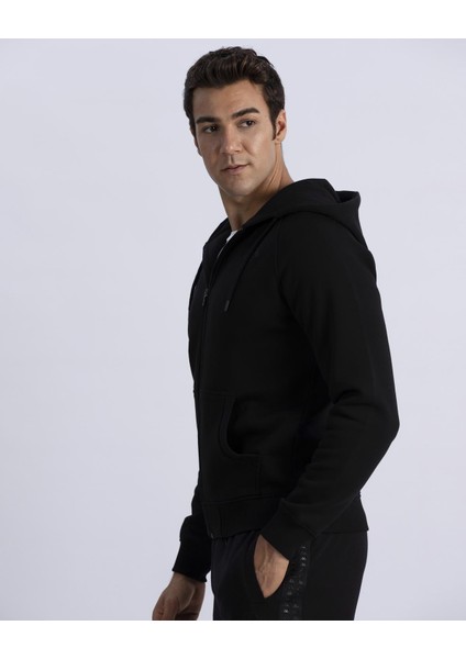 Logo Jackus Slim 2 Erkek Siyah Fermuarlı Eşofman Üst modelleri