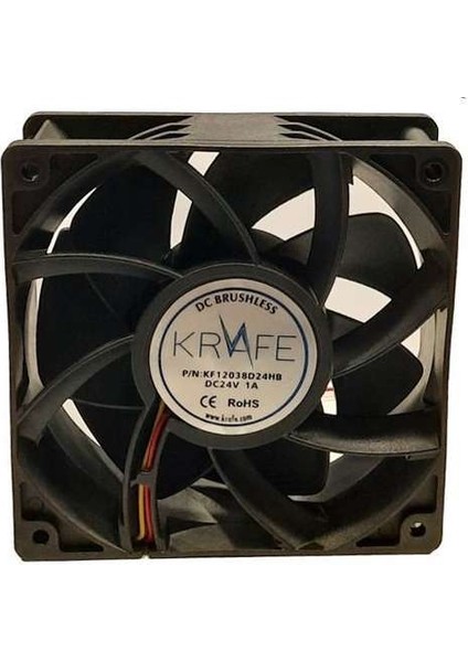 Krafe 120X120X38 24V 1A Dc 3 Kablolu Rulmanlı Fan