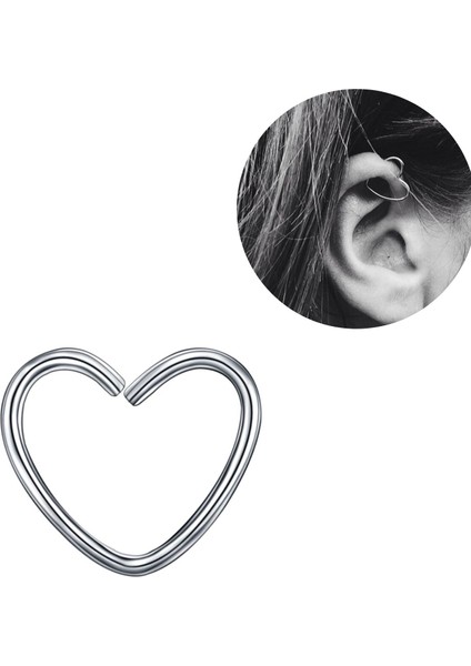 Cerrahi Çelik Kalp Piercing/ Kalınlık 1,2 mm - 1 Adet