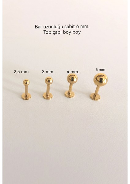 Cerrahi Çelik Top Percing -Top Çapı 4mm-Bar Uzunluğu 8mm-1 Adet fiyatları