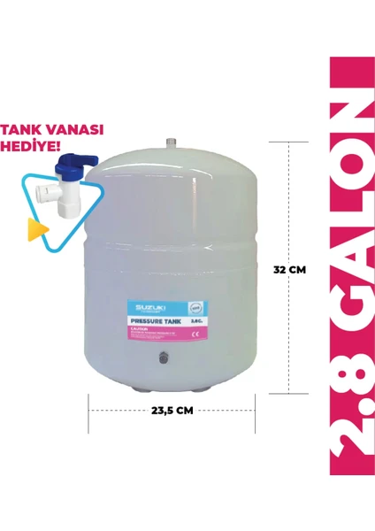 SUZUKI Technology Tüm Su Arıtma Cihazlarına Uyumlu 2,8 Galon (10 Lt) Metal Tank