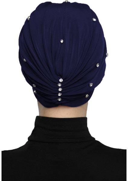 Swarovskili Astarlı El Işi Swarovski İşlemeli Lacivert Hazır Türban Tesettür Bone fiyatları