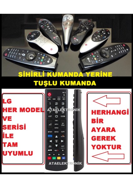 Lg Tüm Akıllı, Sihirli, Mouseli,smart, Hd Kumanda Yerine Uyar Lg Sihirli Tüm Modeller ile Tam Uyumlu - Akıllı Tuşlu Model - Smart LCD LED Tv Televizyon Kumanda 930